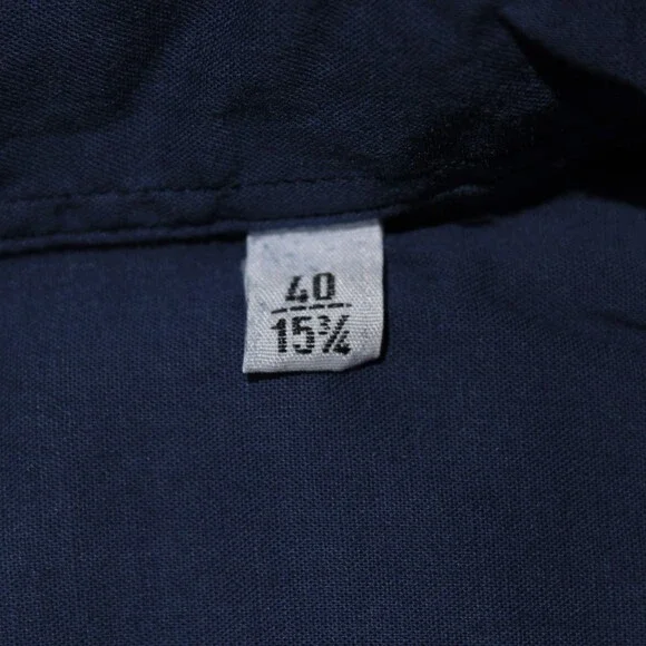 Fedeli NWT Dress Shirt Size 40 15.75 in Solid Navy Blue Cotton Blend